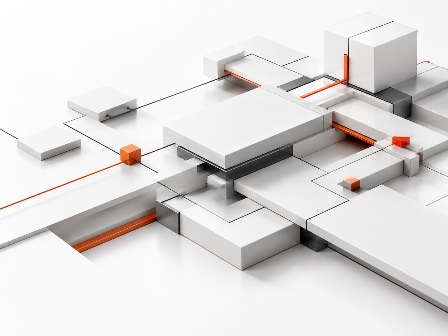 Abstract illustration of connected engineered components
